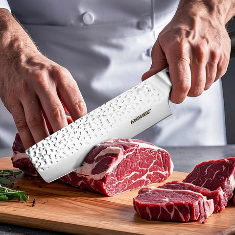 Anshee nakiri 7inch compact storage image underscores easy kitchen organization.