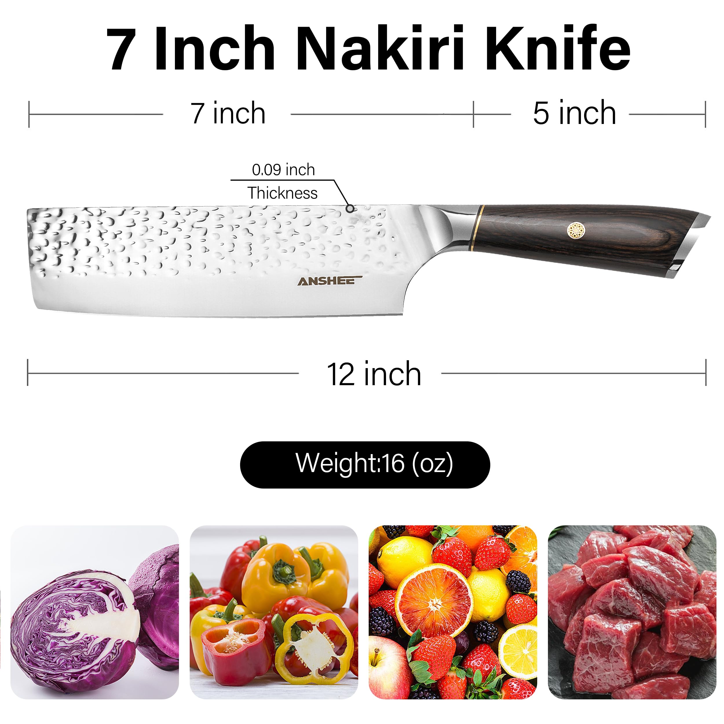 Anshee nakiri 7inch vegetable prep shot for precise cuts.