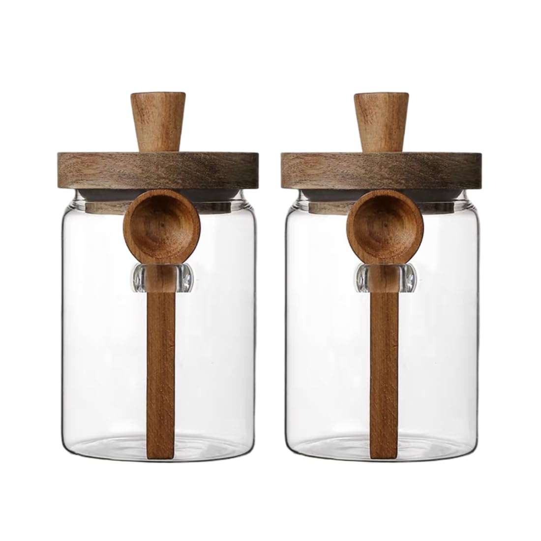 ANSQU 27oz glass jar with wood lid and spoon for pantry organization.