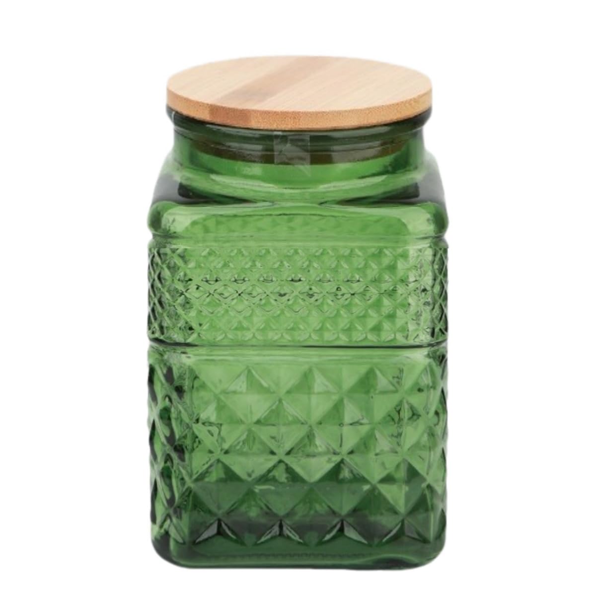 ANSQU 61oz square glass canister with bamboo lid keeps snacks fresh and accessible.