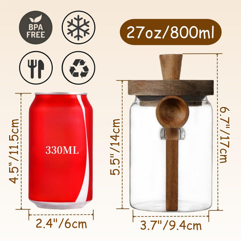 Airtight bamboo lid on ANSQU glass jar preserves freshness.