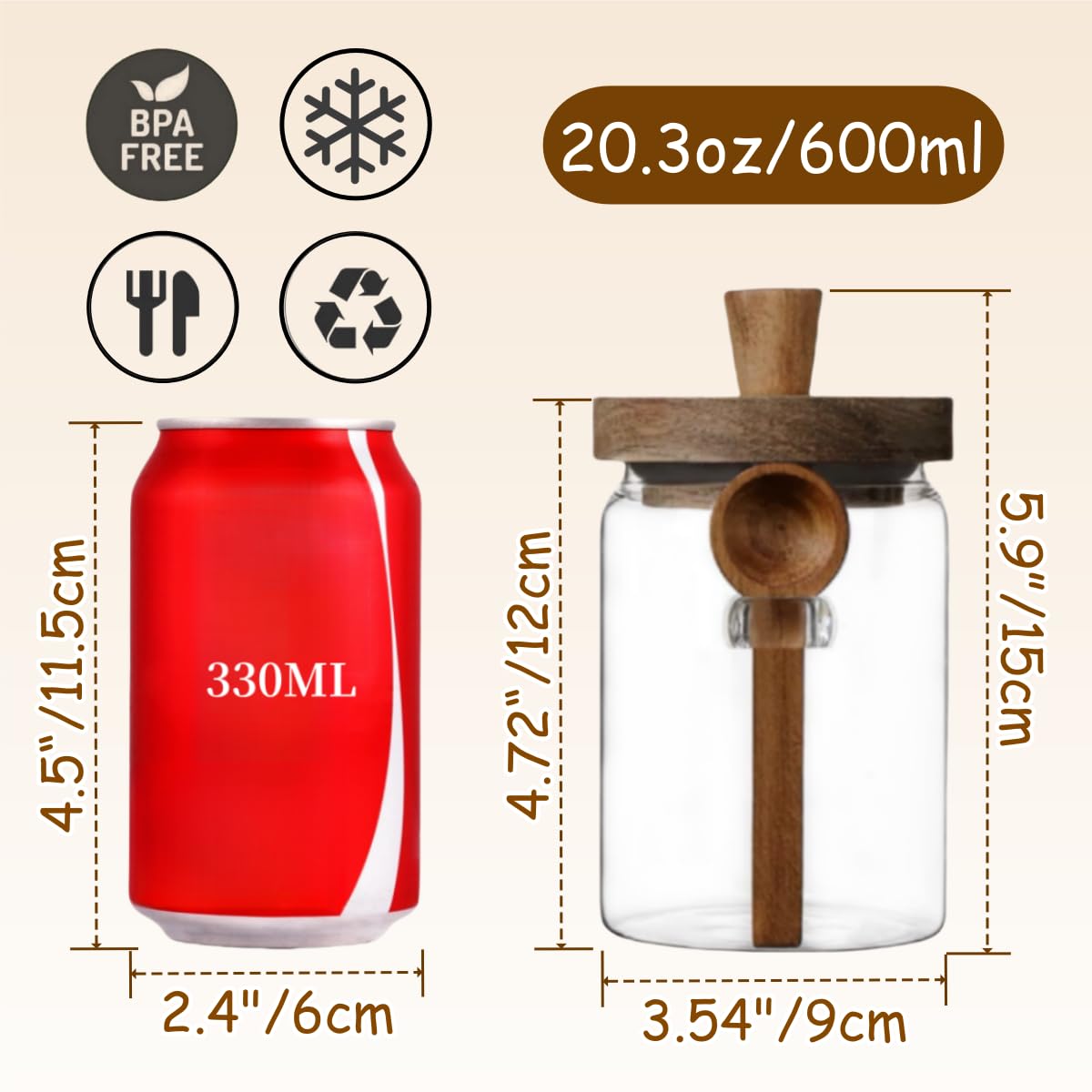 ANSQU crystal-clear glass jar to see contents at a glance