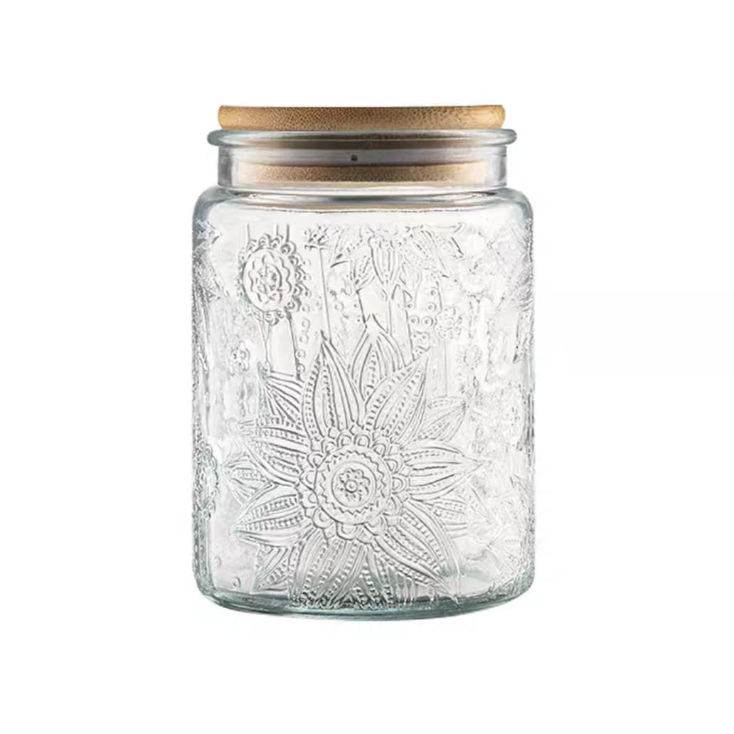 ANSQU vintage glass jar with lid keeps pantry staples fresh on the kitchen counter