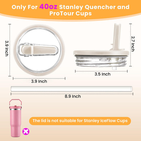 ANTAND flip straw lid for 40oz Stanley Quencher, easy sipping on the go.