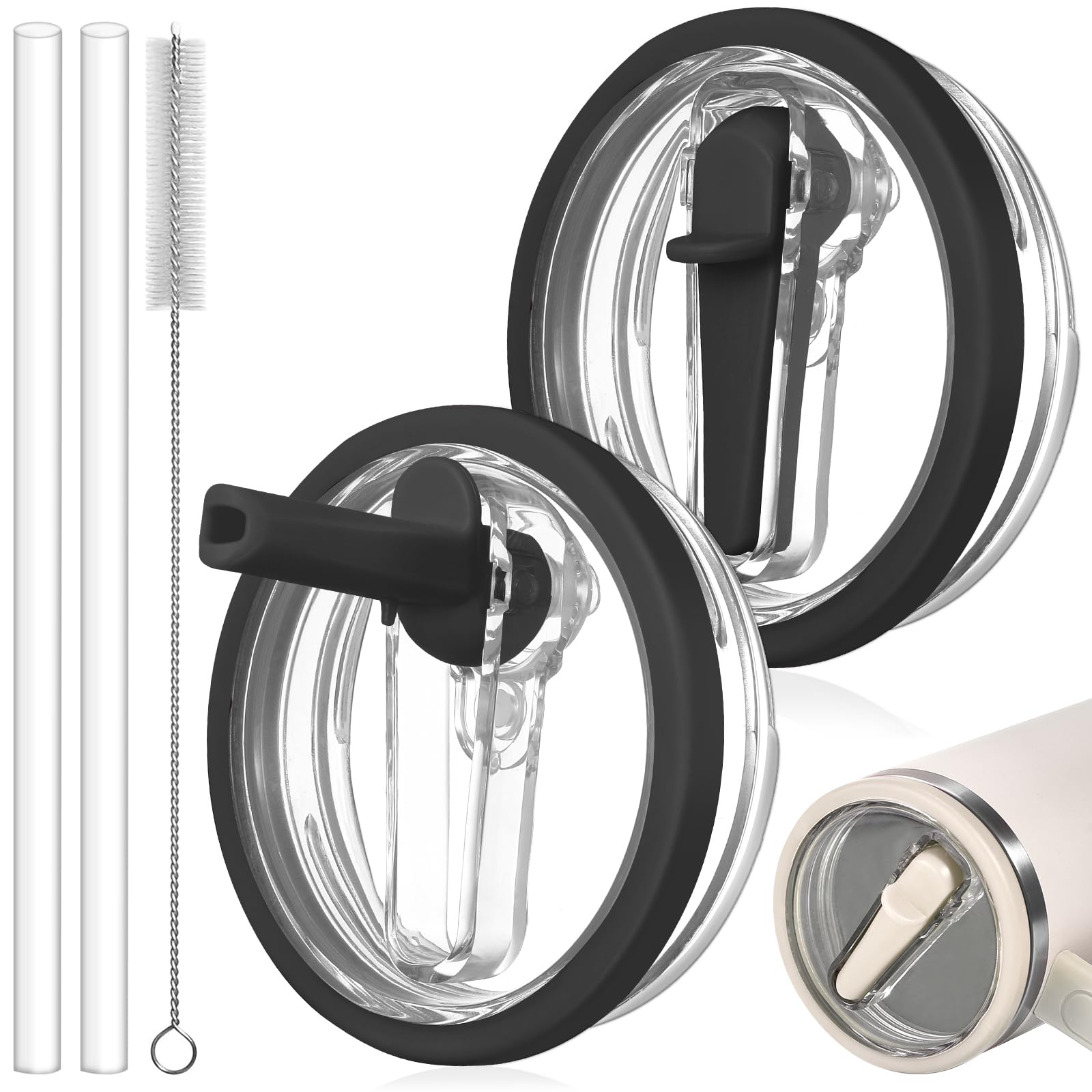 ANTAND leak-proof lid for Stanley 30oz Quencher with flip straw for spill-free sipping.