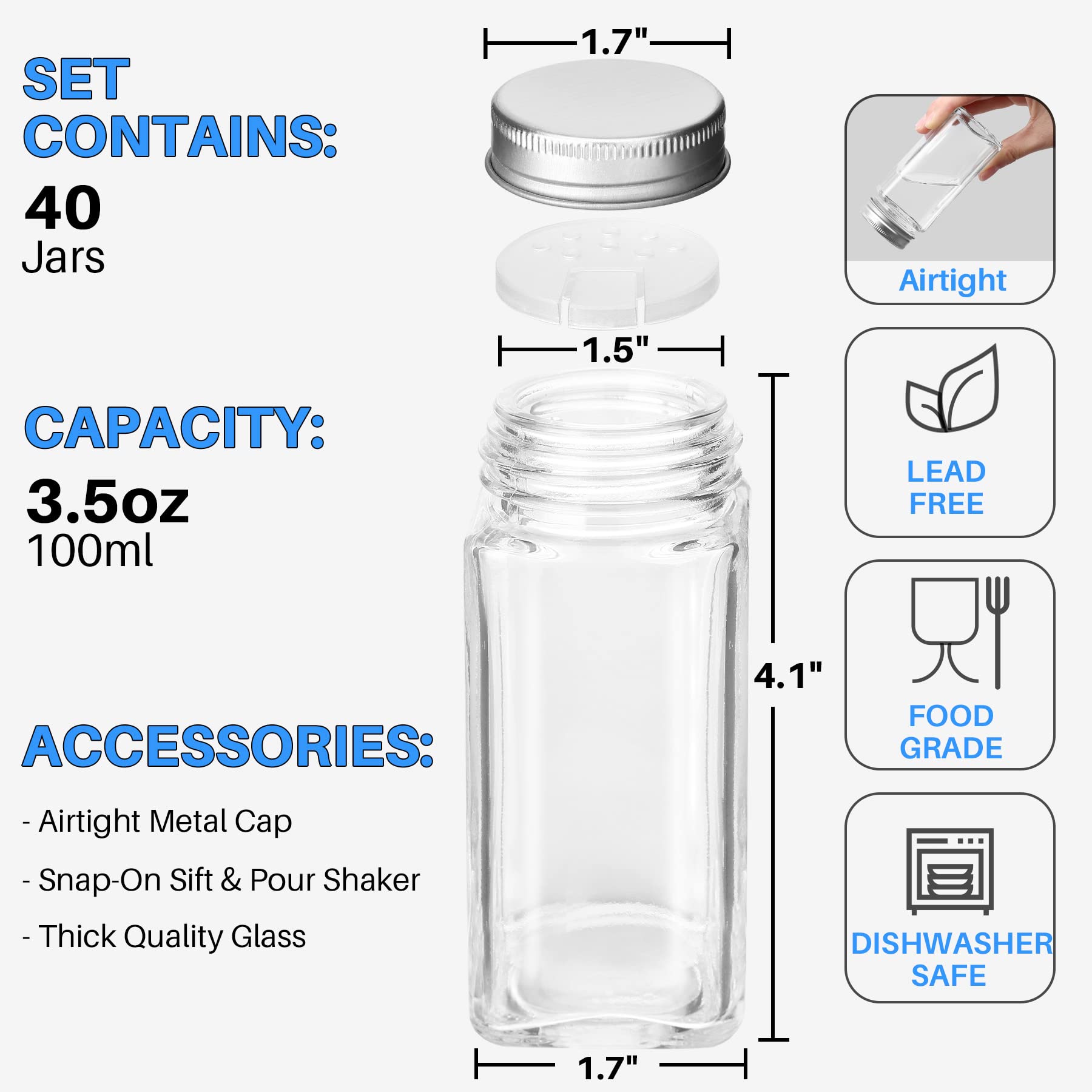 Antimbee shaker lids illustrate easy shake and measure functionality for spices