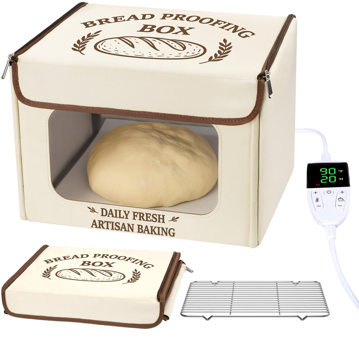 Antner folding bread proofing box front-view window for easy dough monitoring during proofing.