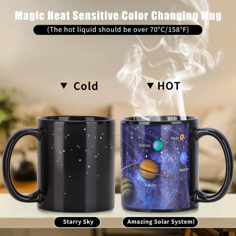 Antner heat-changing mug color reveal highlights the Solar System when hot