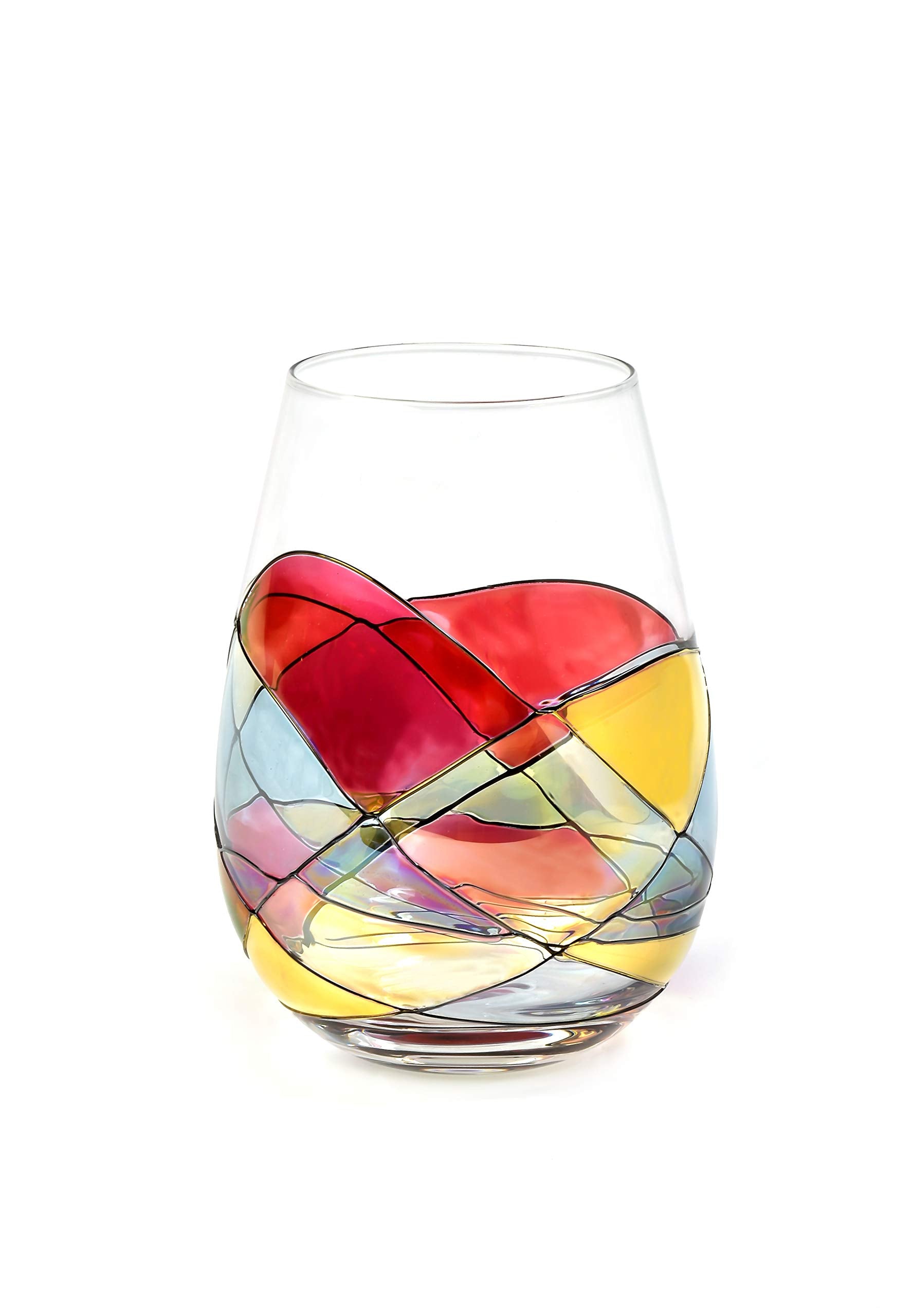 Antoni Barcelona Sagrada stemless glass hand-painted detail ideal for elegant entertaining