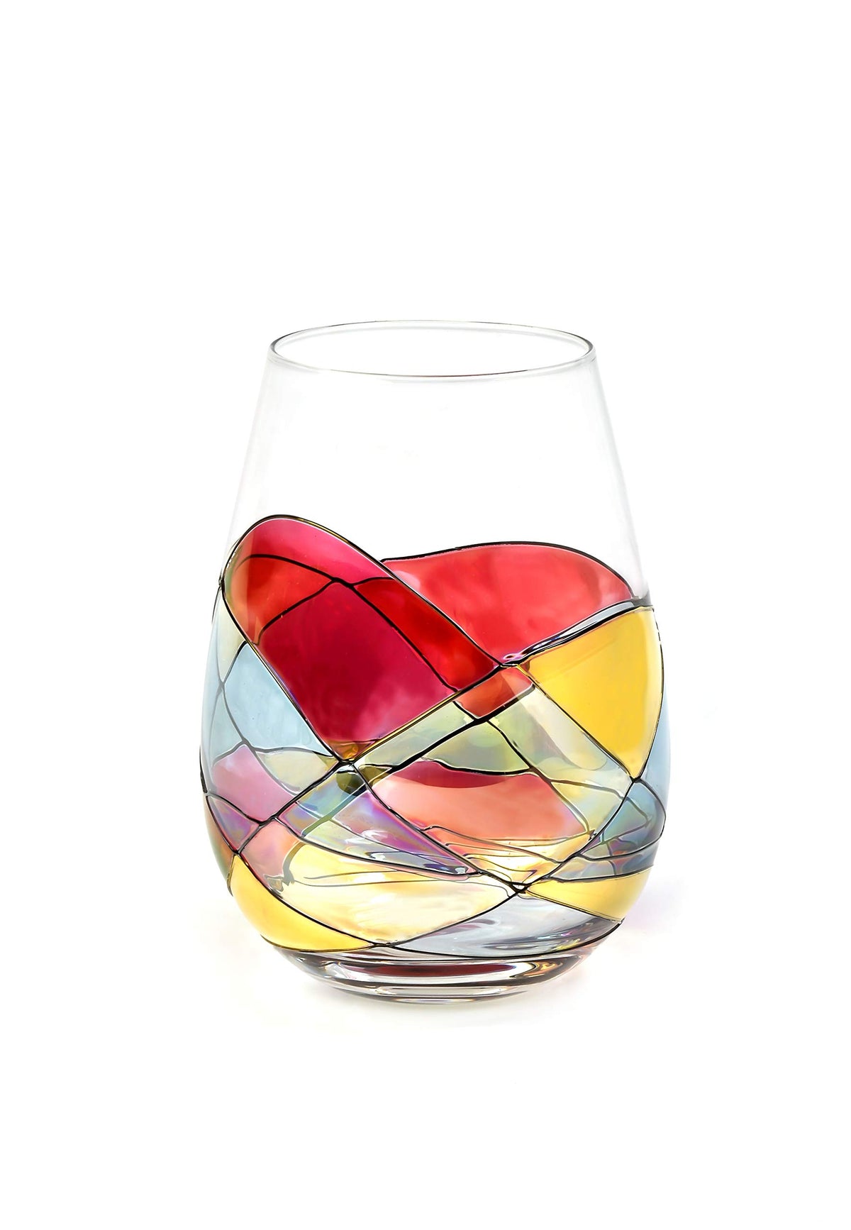 Antoni Barcelona Sagrada stemless glass hand-painted detail ideal for elegant entertaining