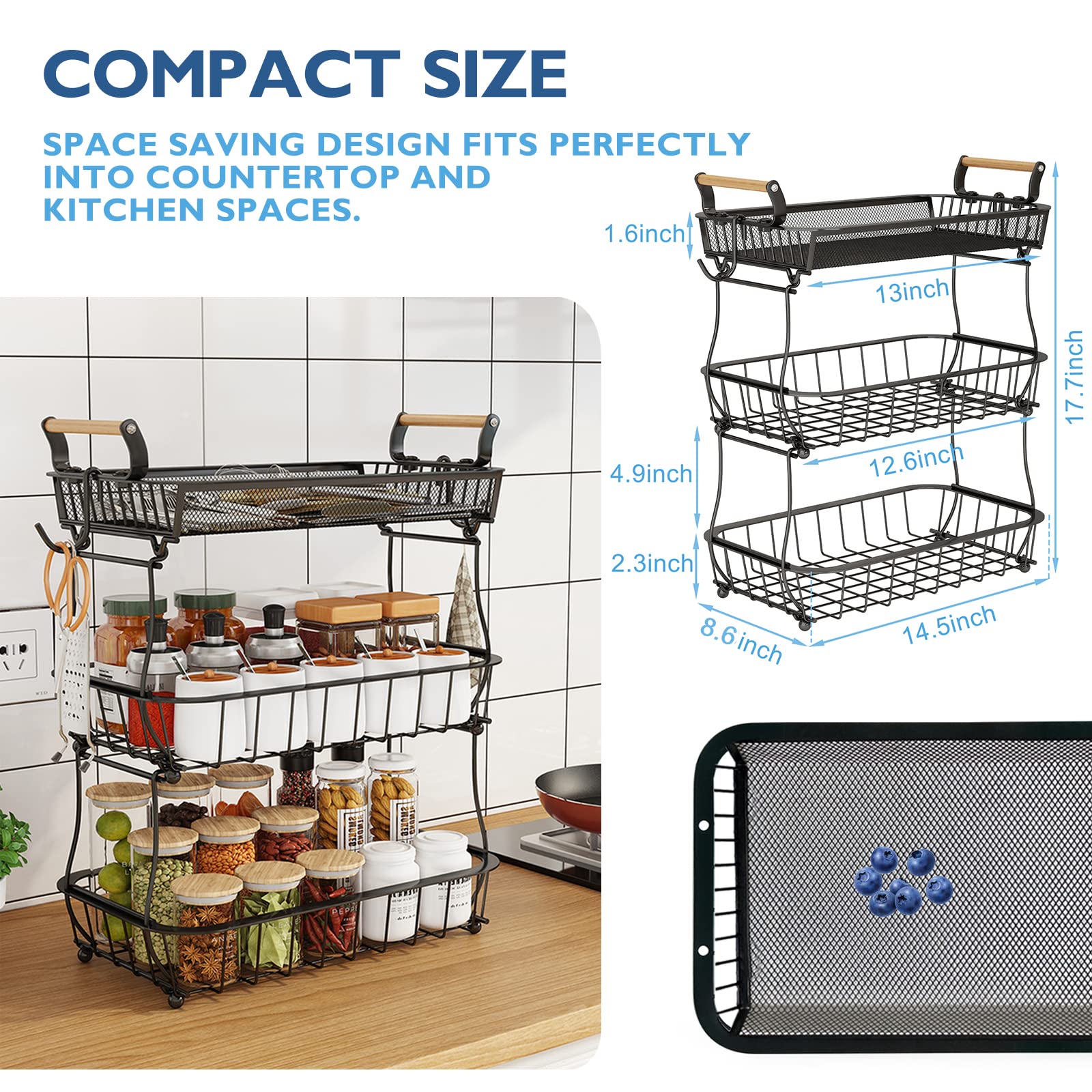 ANTOPY easy to assemble and detach for flexible 3-tier or individual baskets.