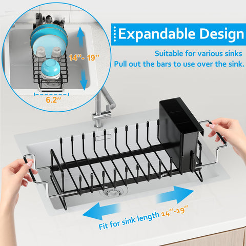 ANTOPY dish drying rack with ten slots keeps plates, bowls, and cups organized.