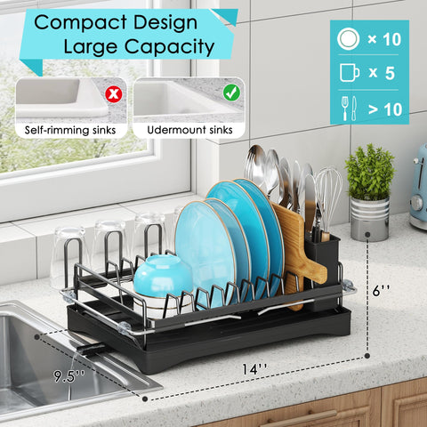 ANTOPY dish rack with drainboard channels water away for a dry countertop