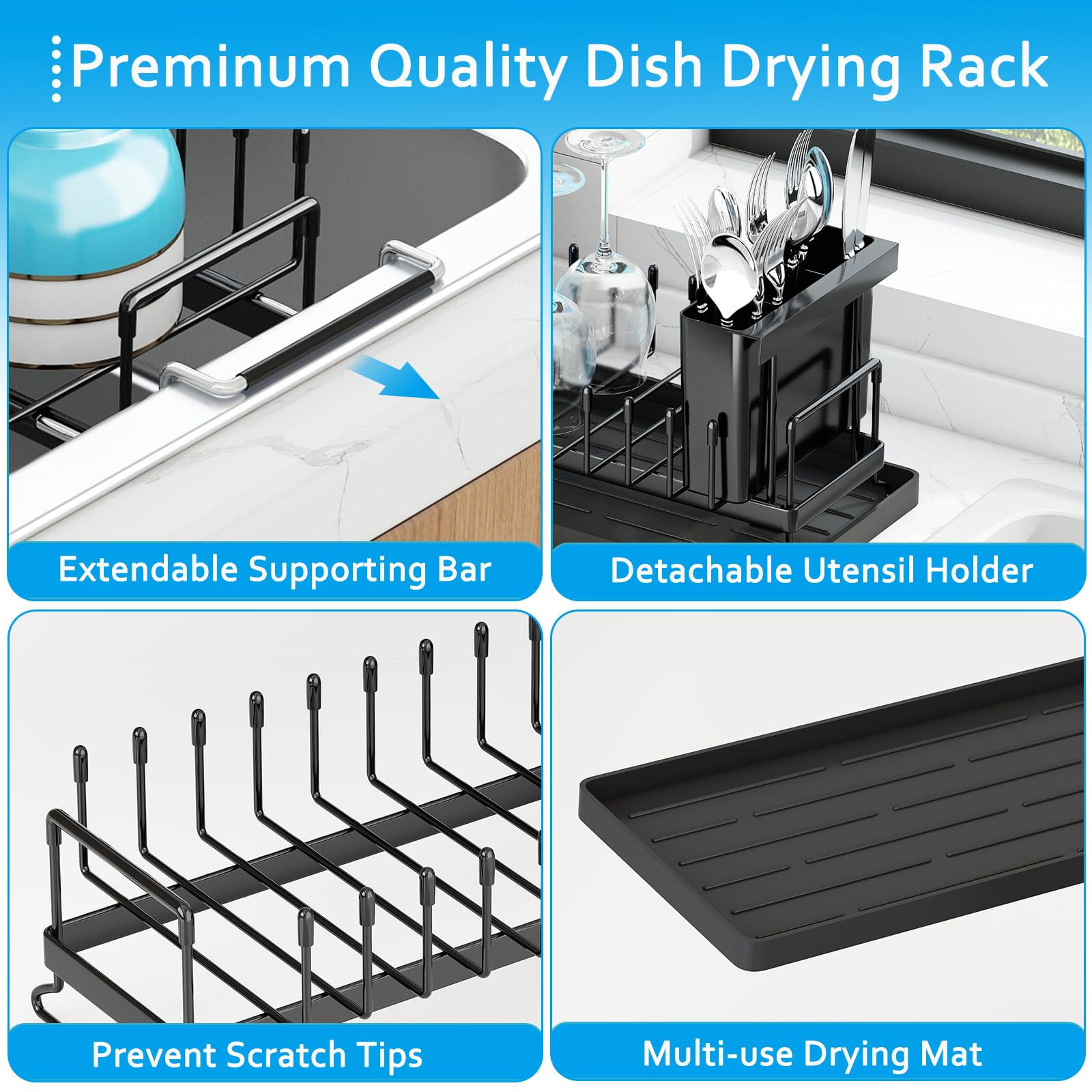 ANTOPY stainless steel frame with black coating for durable kitchen use.