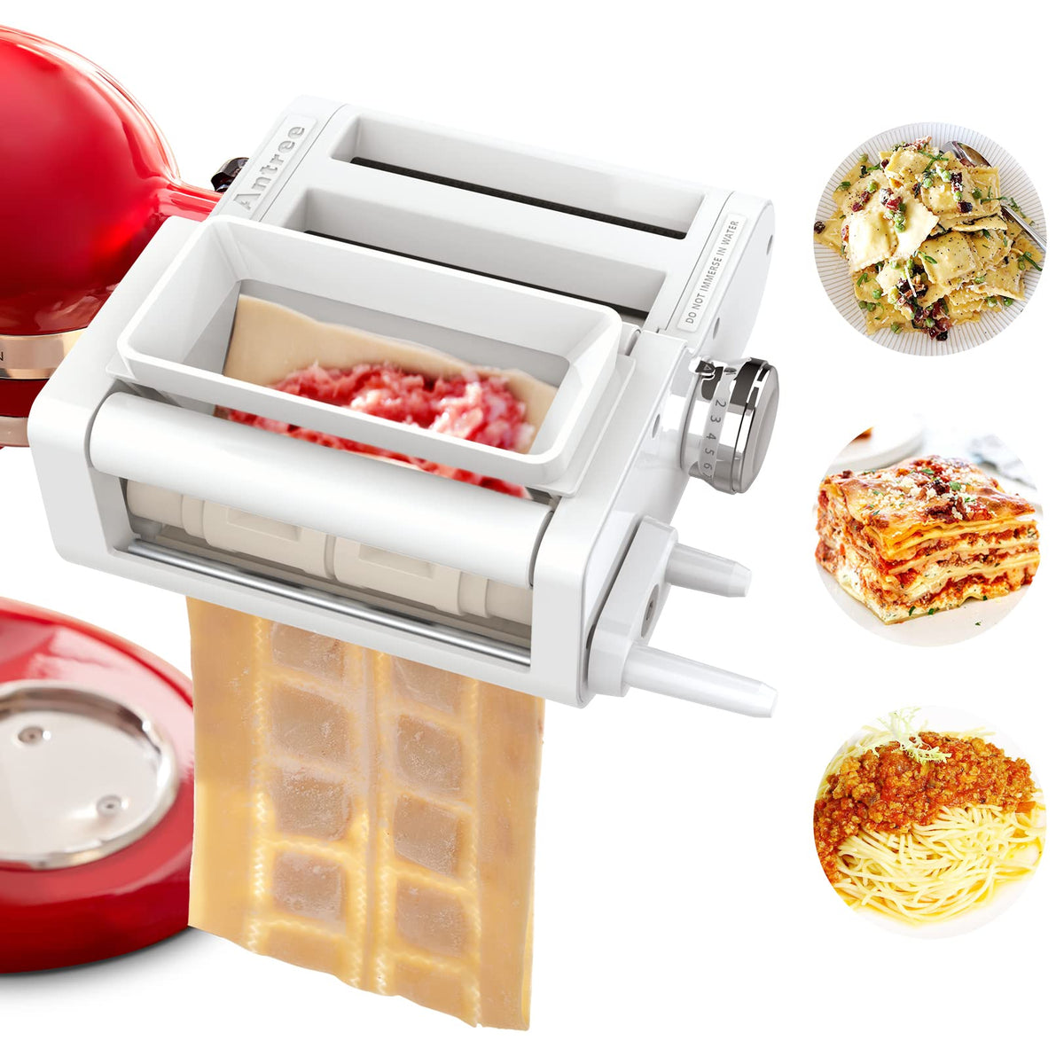 ANTREE 3-in-1 pasta attachment on KitchenAid for easy home pasta making
