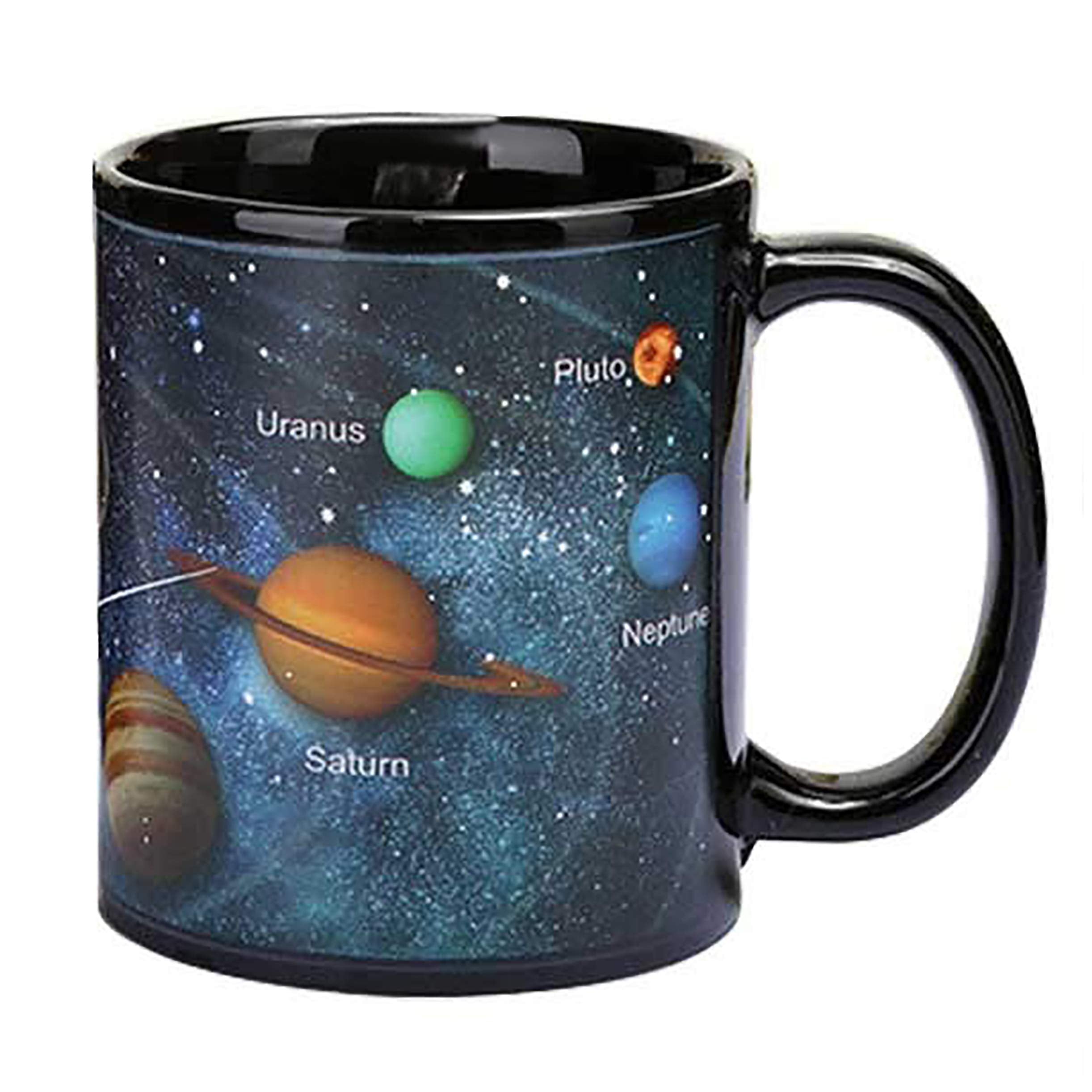 Antspirit thermochromic mug activates the solar system scene as you add hot coffee.