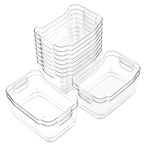 AntStep 12-pack clear bin front-view for pantry organization and quick access.