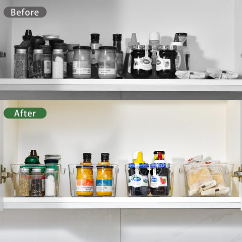 AntStep clear bin for drinks and snacks in the pantry for fast finding.
