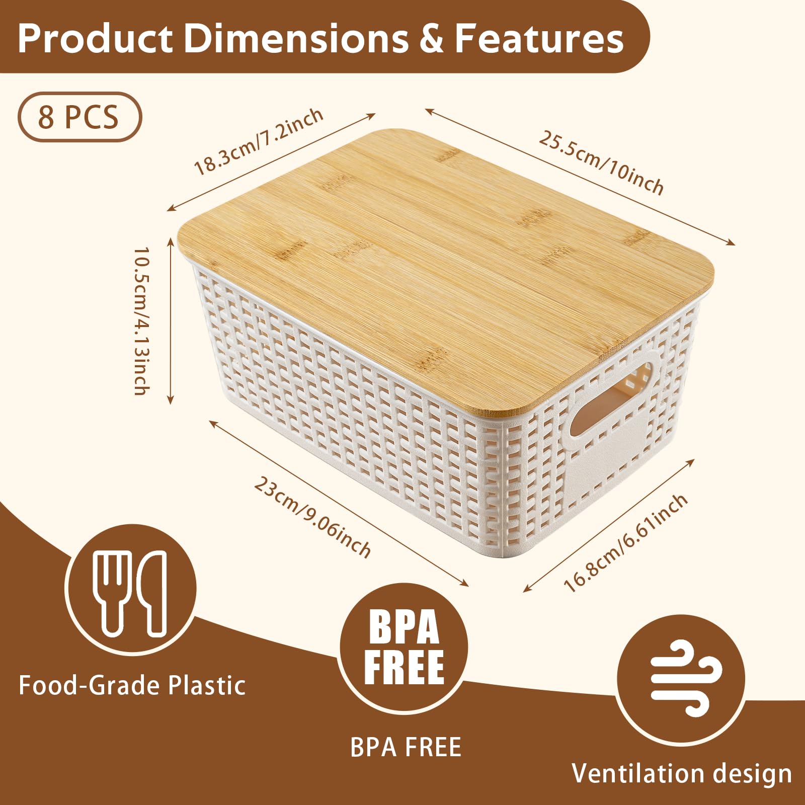 AntStep stackable storage bin with built-in handles for easy shelf access.