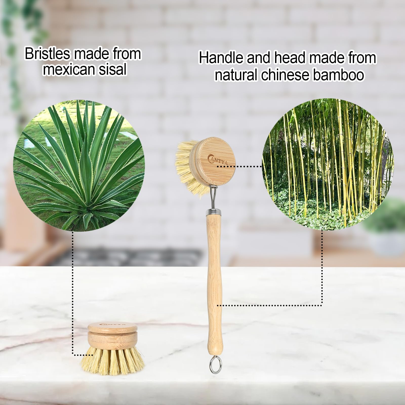 ANTYA bamboo dish brush shows ergonomic grip for comfortable daily scrubbing