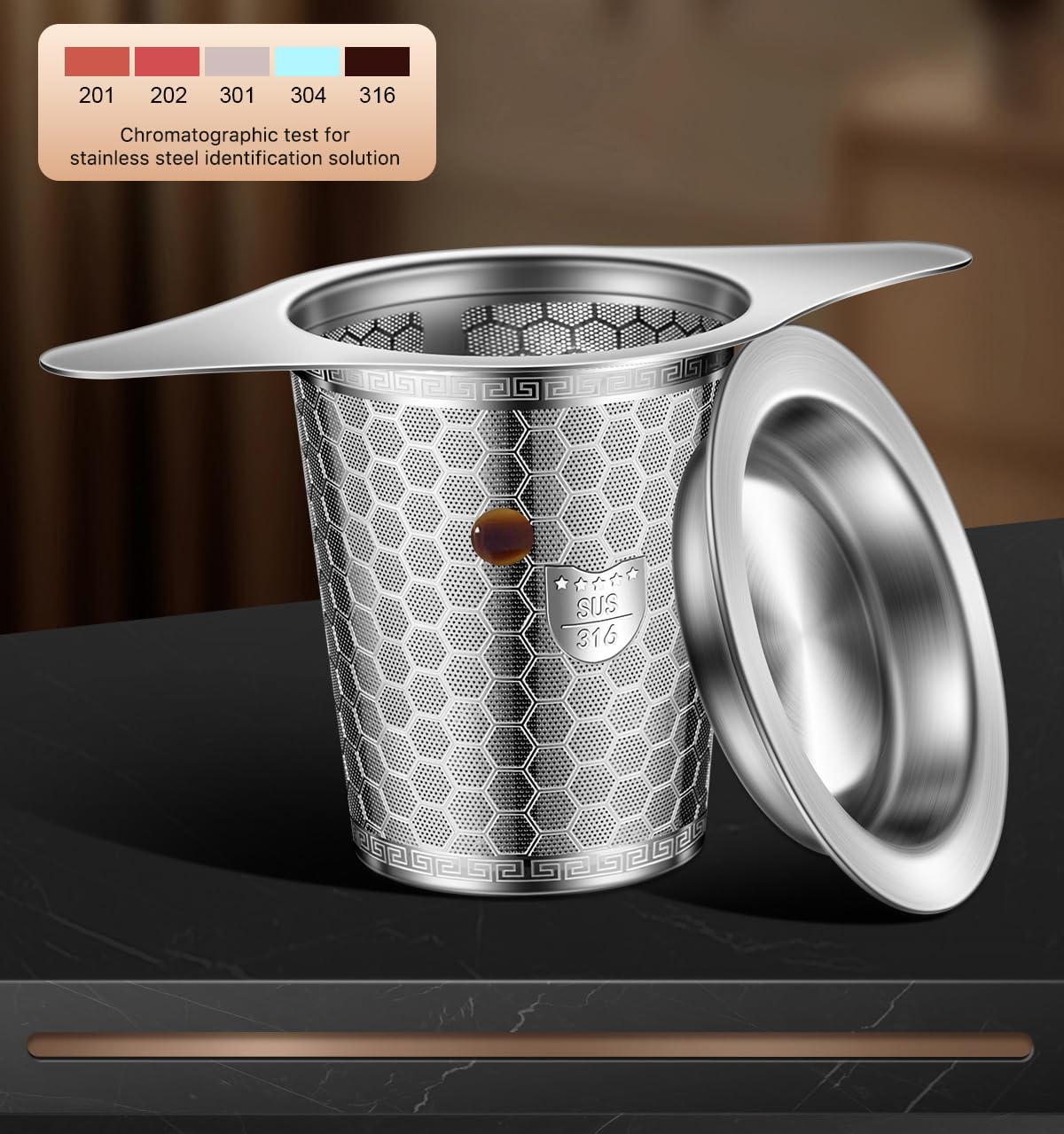 ANTYA tea infuser ergonomic handle offers a comfortable grip during brewing.