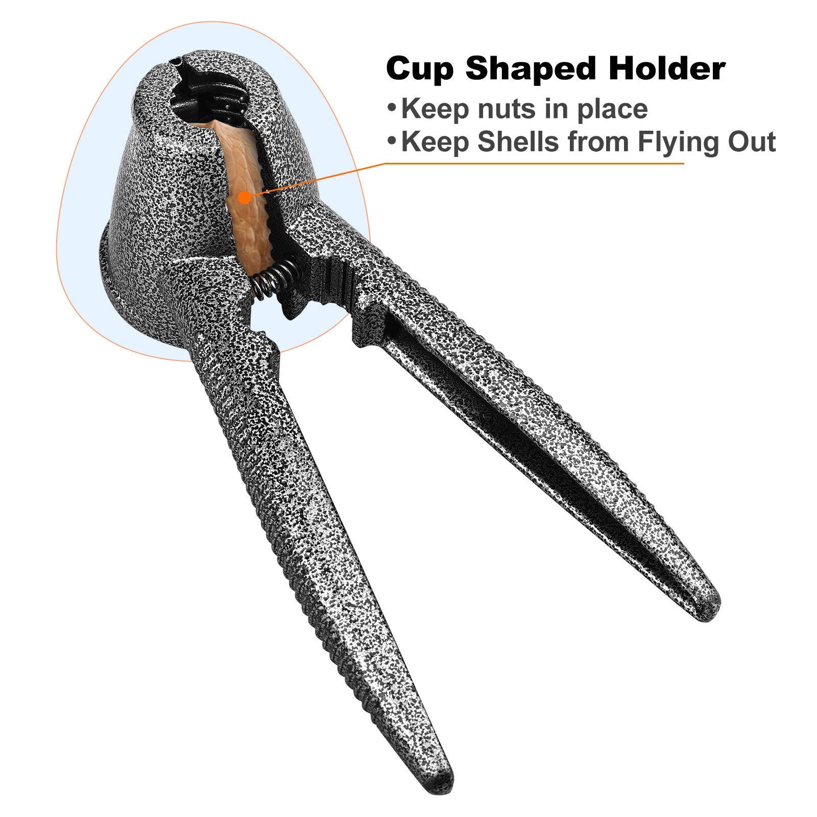 Anwenk Nutcracker spring-loaded action makes cracking effortless for newcomers.