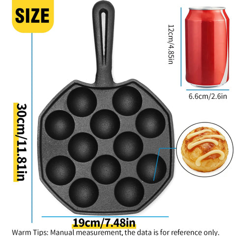 Anxingo cast-iron takoyaki pan side handle for easy grip and control
