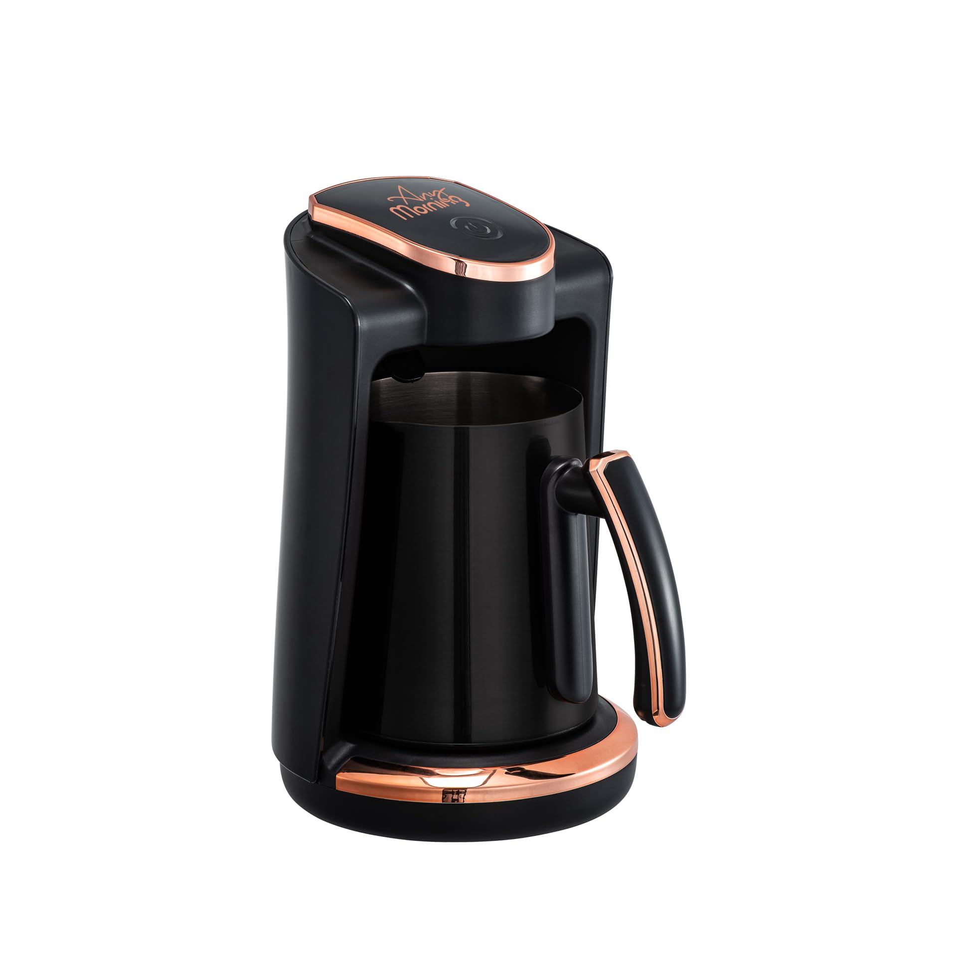 Any Morning Turkish and Greek Coffee Maker front view showing compact black design