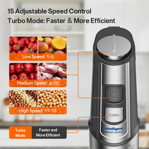Anybear immersion blender bell guard preventing splashes and protecting cookware.