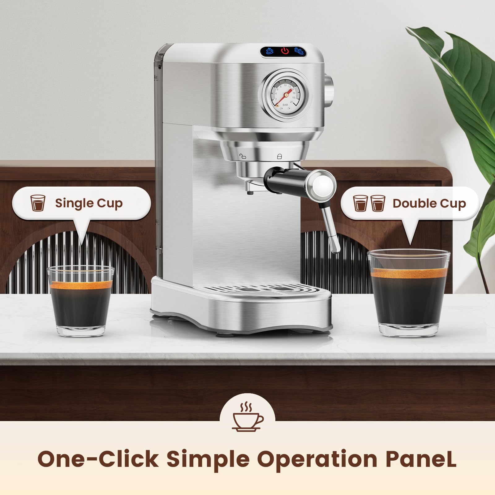 ANYCOLD espresso machine hot water dispense for tea or Americanos anytime