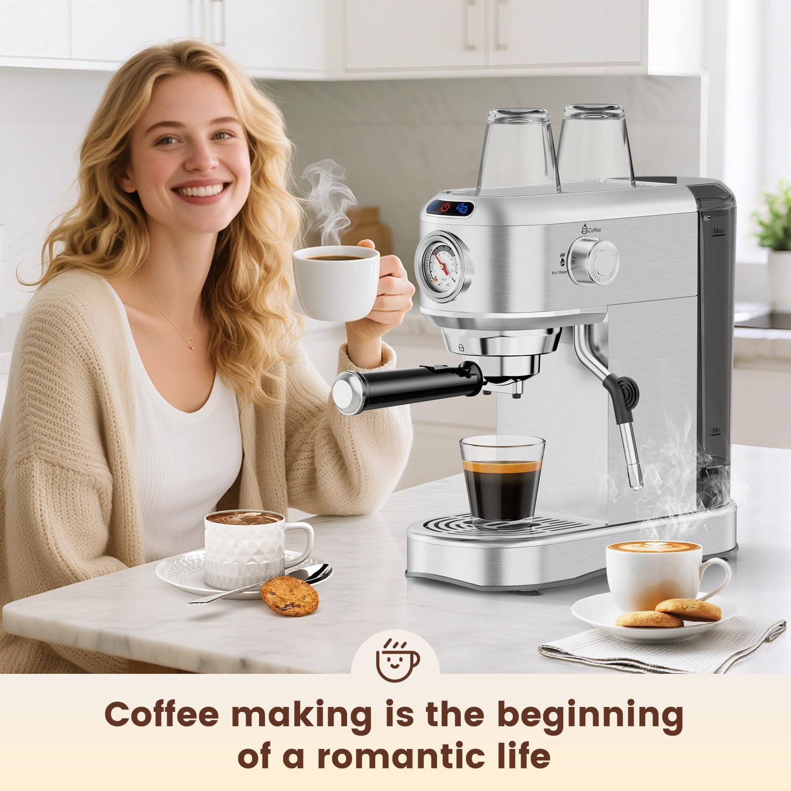 ANYCOLD espresso machine compact kitchen setup on a counter for everyday use