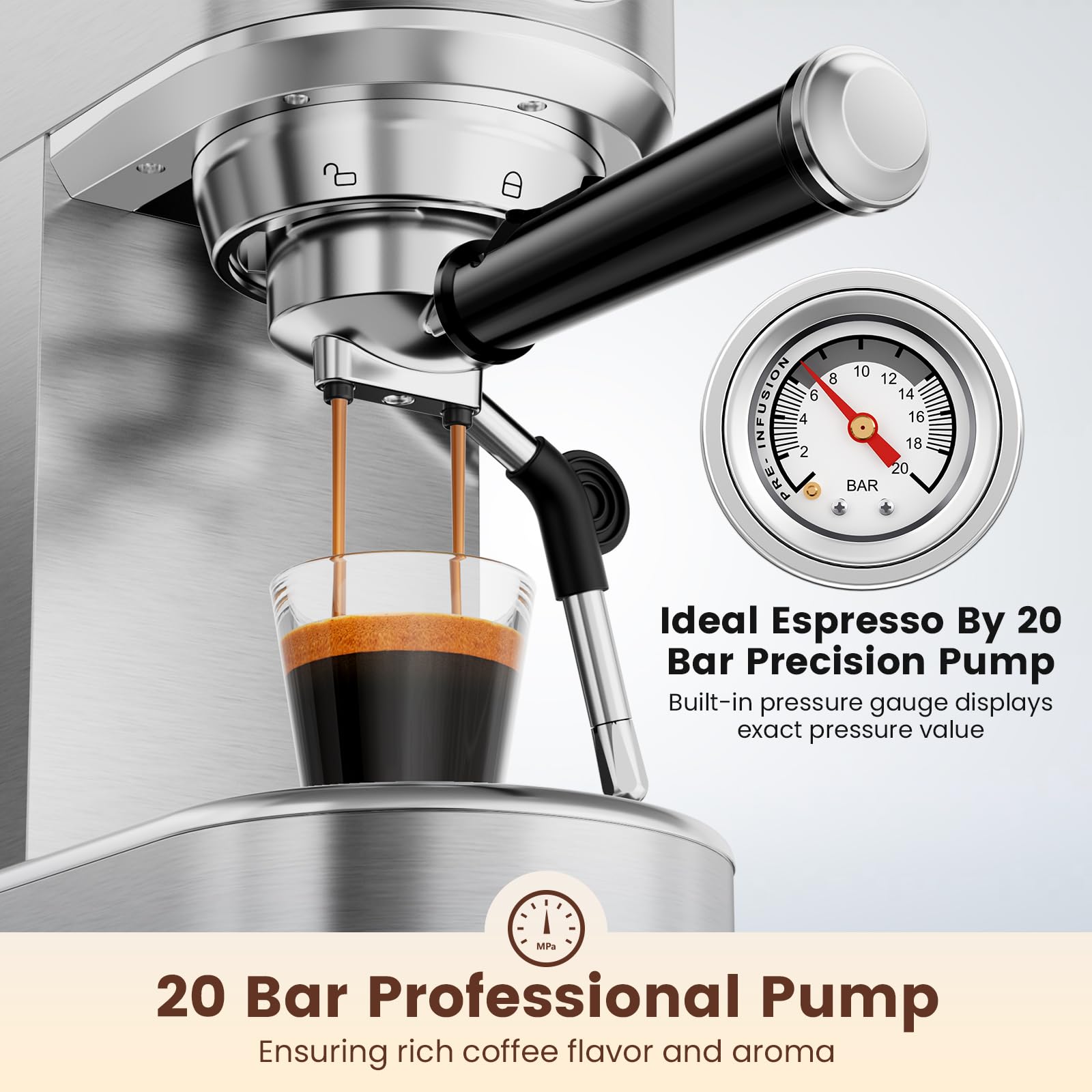 ANYCOLD espresso machine steam wand in use for silky microfoam at home