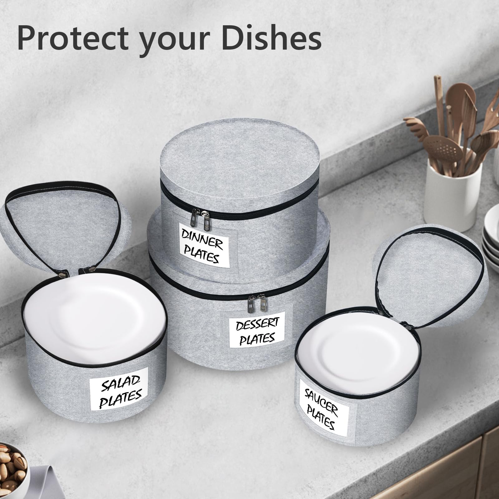 Anycosy XL dinner plate organizer fits large plates for easy packing.