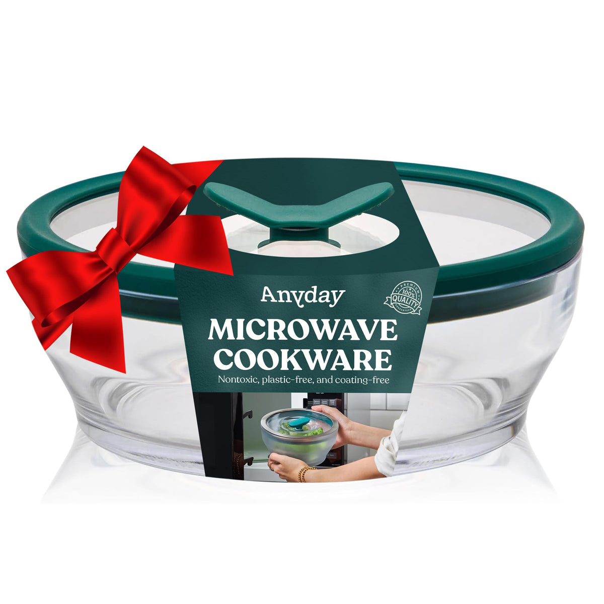 Anyday 4-Cup glass storage container with lid for plastic-free meal prep.