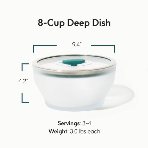 Anyday silicone-rimmed glass lid with steam vent seals moisture during reheating