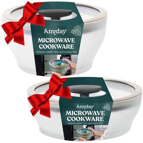 Anyday 4-pc microwave cookware with glass lids for quick reheating