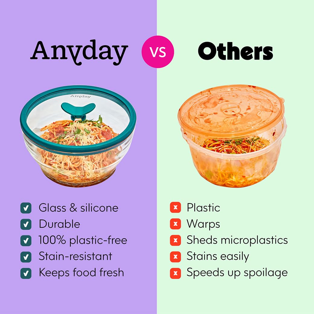 Anyday stackable glass storage design saves cabinet space for leftovers.