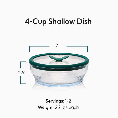 Anyday vented glass lid for microwave reheating with moisture lock.