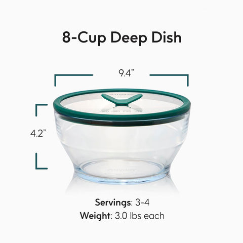 Anyday vented glass lid on the dish enables controlled microwave reheating