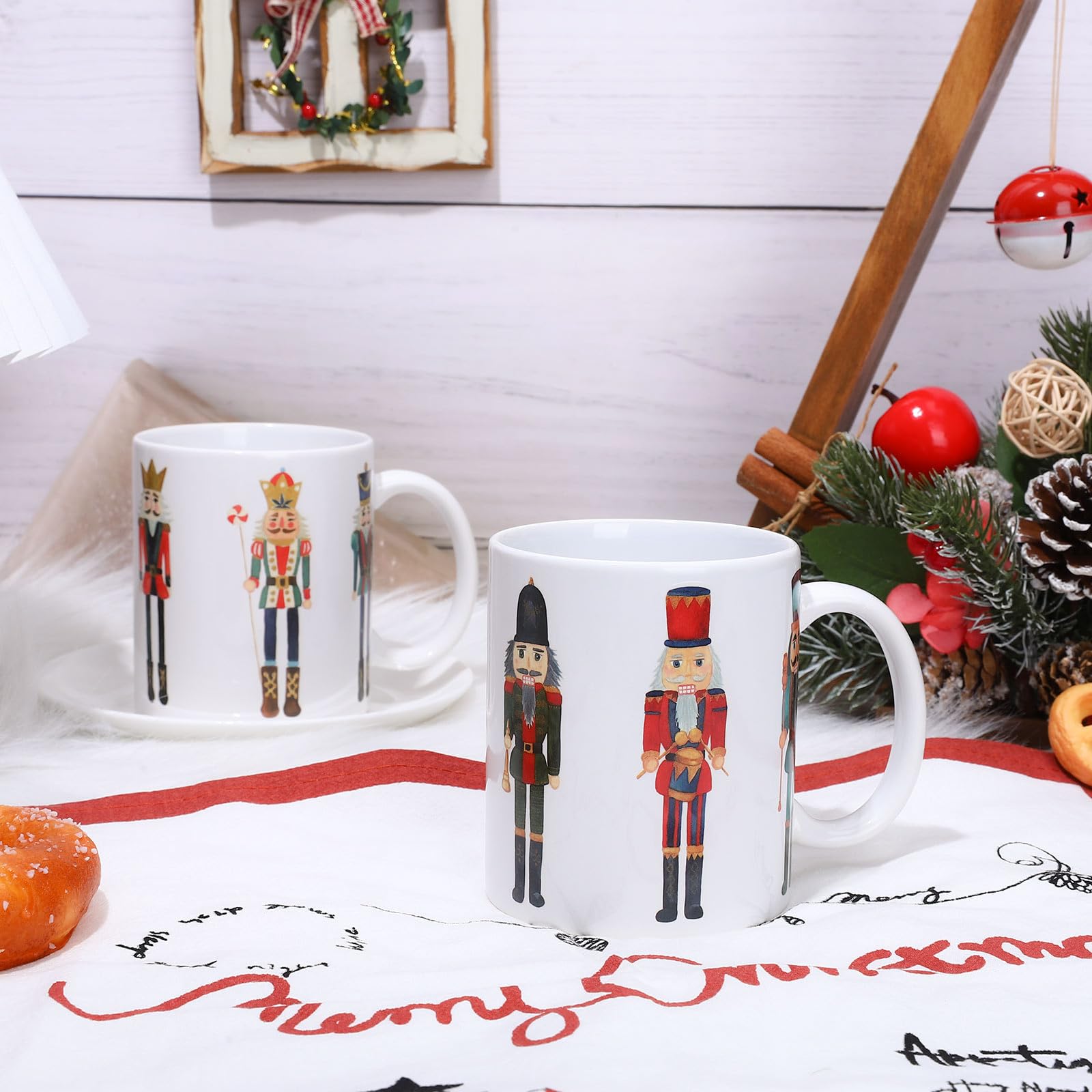 AnyDesign ceramic Christmas mugs with Nutcracker patterns for office coffee