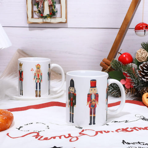 AnyDesign ceramic Christmas mugs with Nutcracker patterns for office coffee