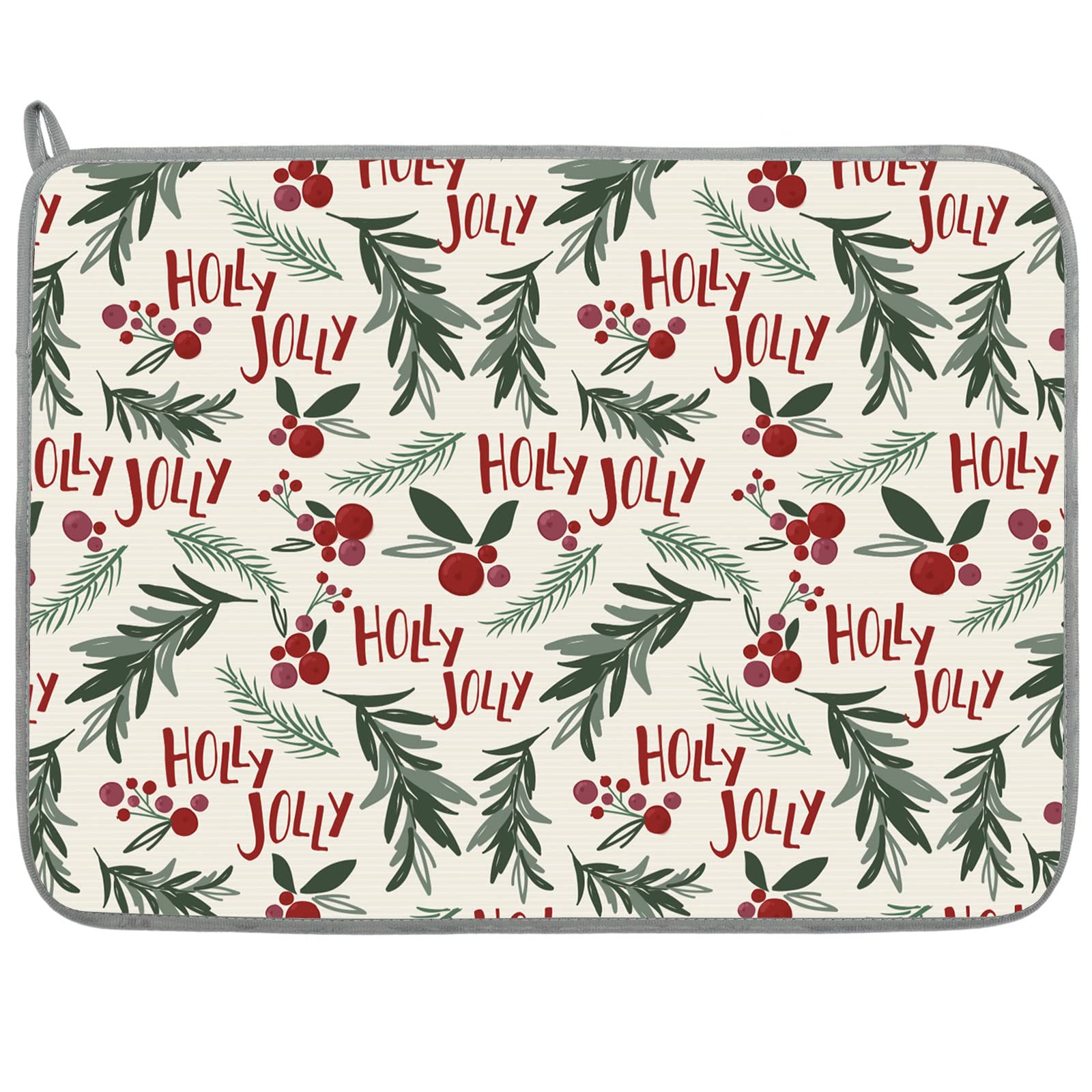 AnyDesign Christmas absorbent drying mat 18x24 protects countertops and dries dishes.