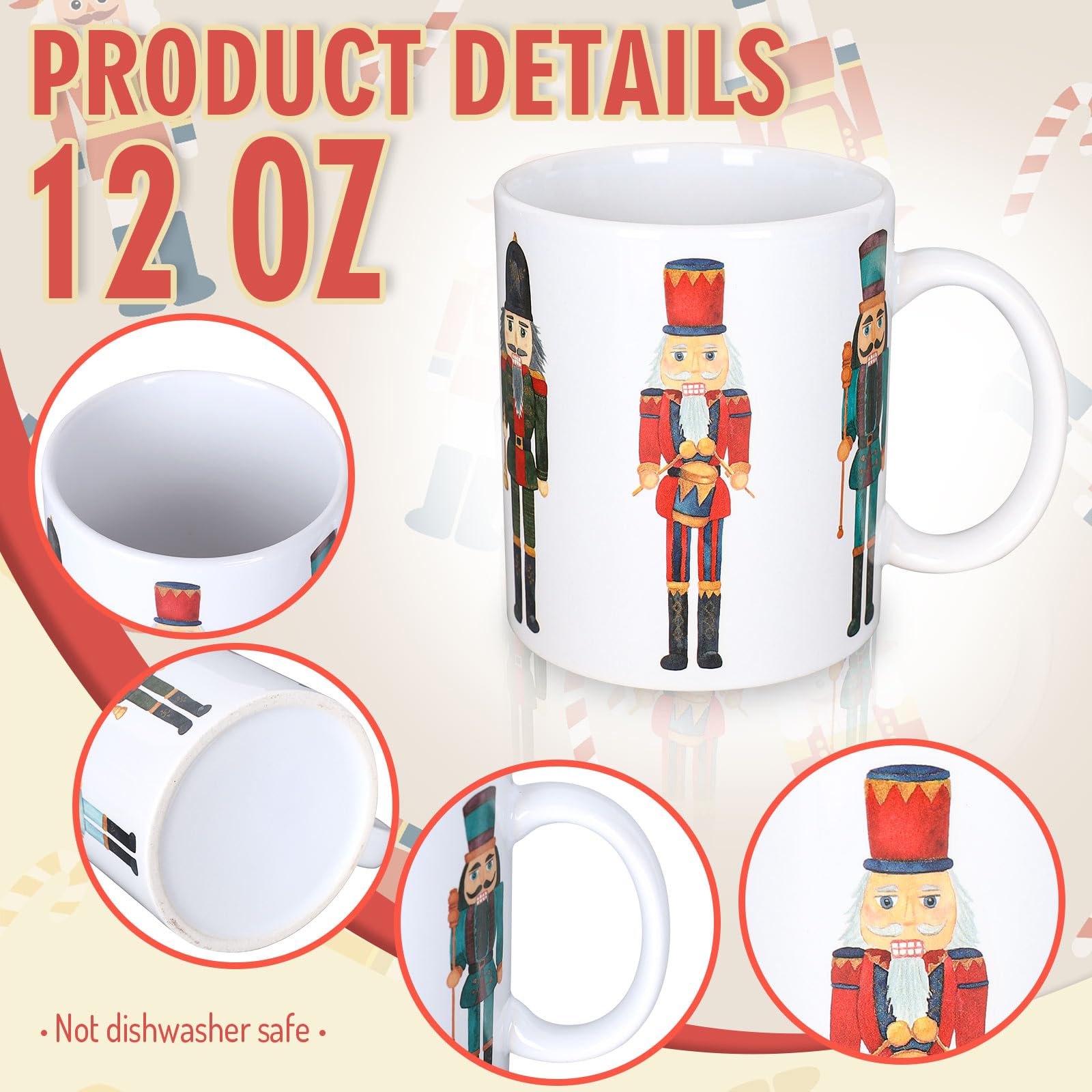 AnyDesign Nutcracker mugs 12oz set for warm morning coffee at home
