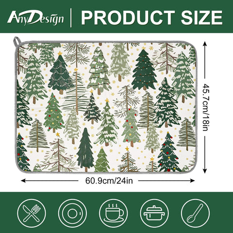 AnyDesign woodland drying mat keeps counters dry while adding seasonal charm to kitchens.