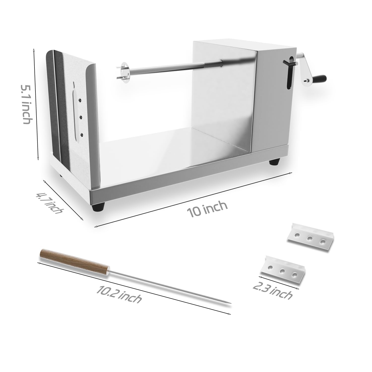 ANYDOCANMOOT curly fries spiral cut showing uniform twists for snacks