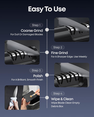Anylot sharpener featuring magnetic debris collector for quick cleanup.