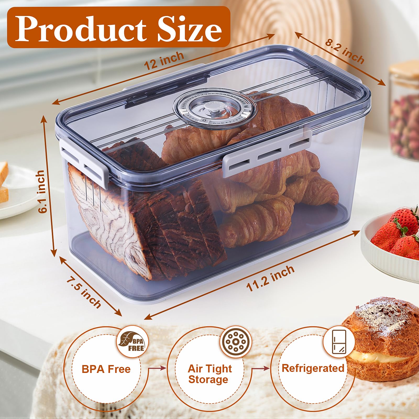 ANYPROLUS airtight seal on the lid keeps bread fresh longer.