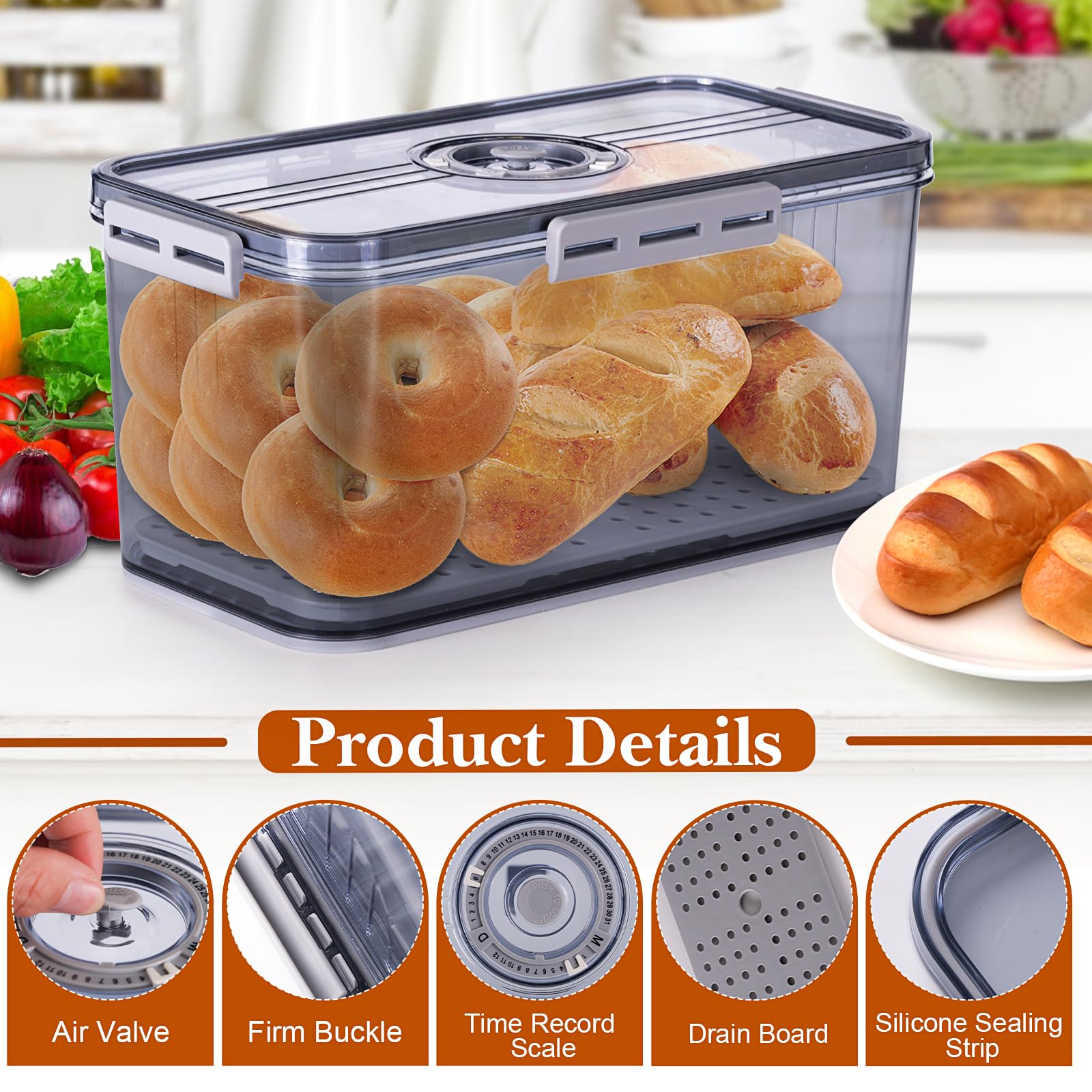 ANYPROLUS bread box large capacity holds loaves and baked goods.