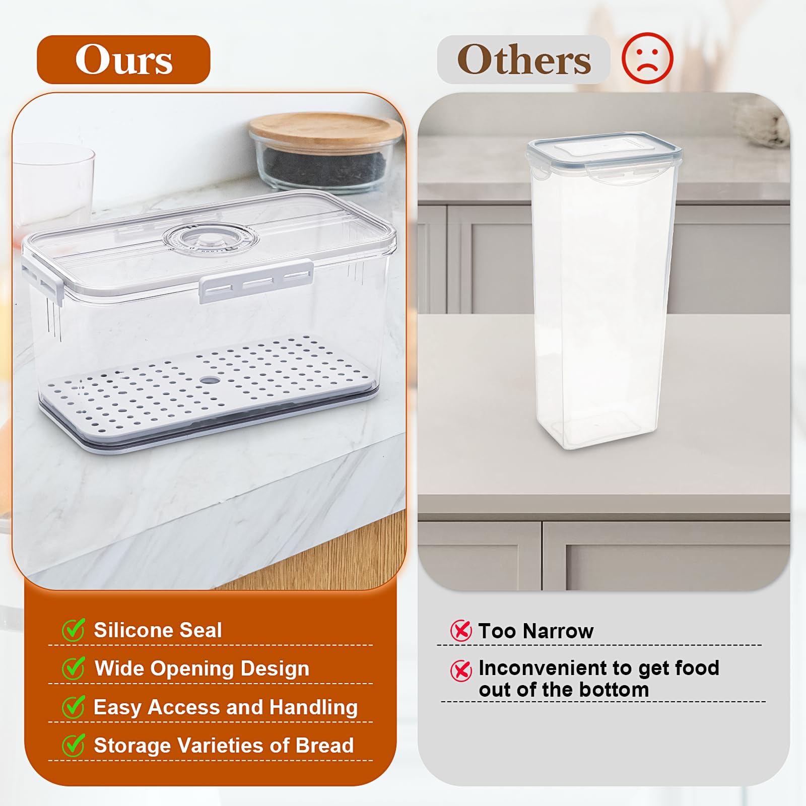 ANYPROLUS bread box large capacity fits bagels, loaves, pastries.