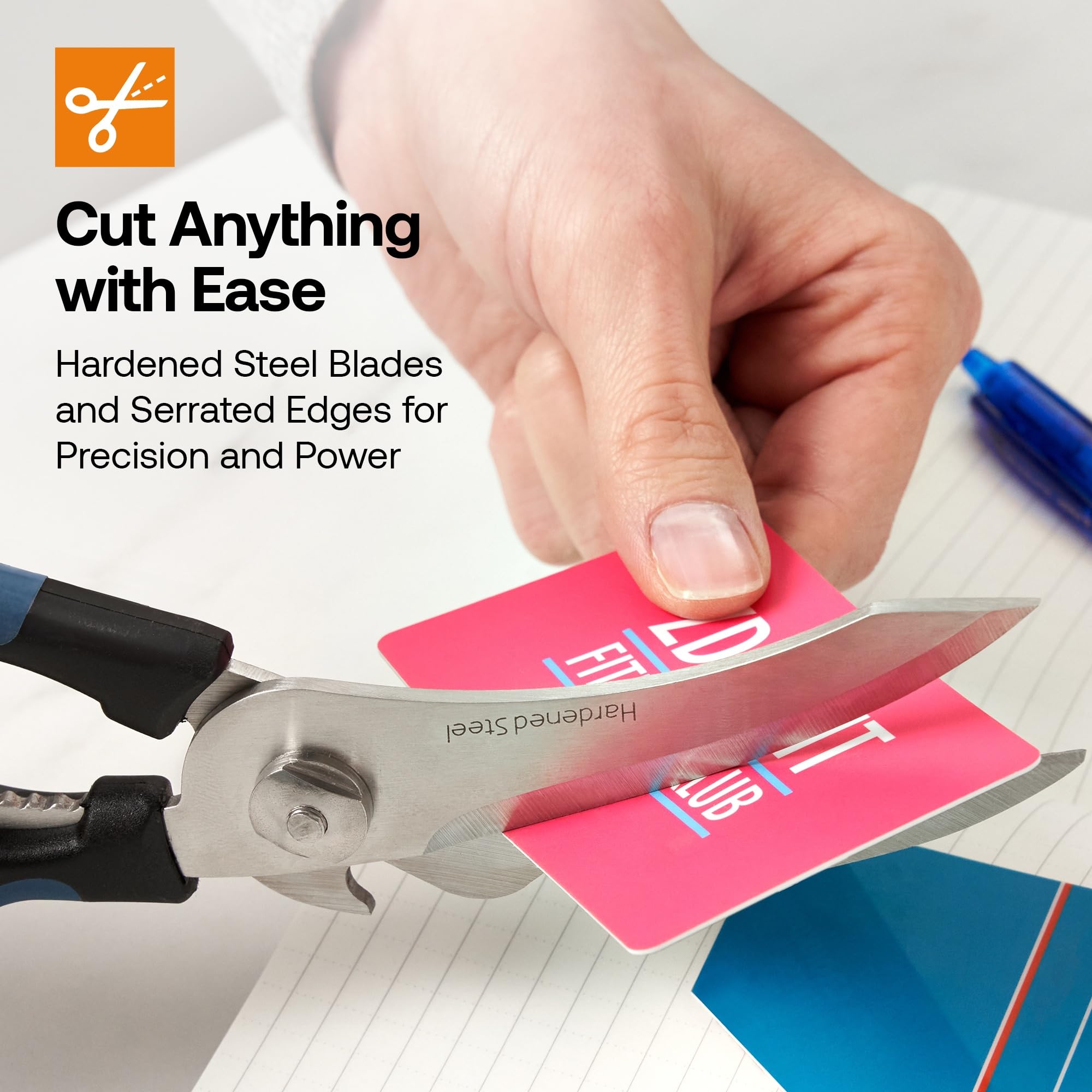 AnySharp 5-in-1 scissors cutting blister packs safely